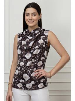 PURYS - Floral Cowl Neck Top