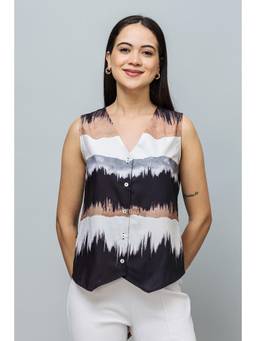 PURYS - Colorblocked Formal Vest Style Top