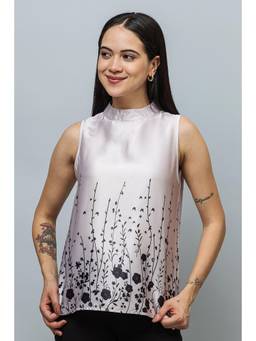 PURYS - Sleeveless Printed Satin Top