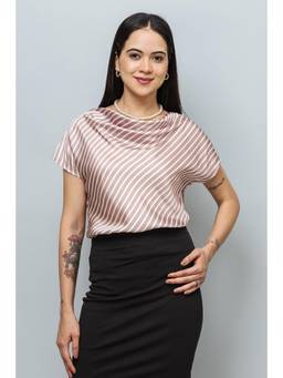 PURYS - Cowl Neck Satin Top