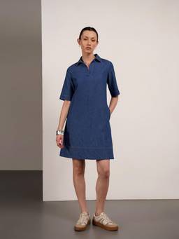 FABLE STREET - Denim A-line Dress - Blue