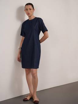 FABLE STREET - Denim Shift Dress - Navy Blue