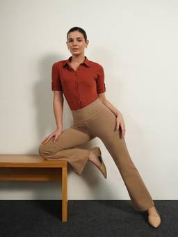 FABLE STREET - Livin Fit and Flare Tummy Tucker Pants - Dark Beige
