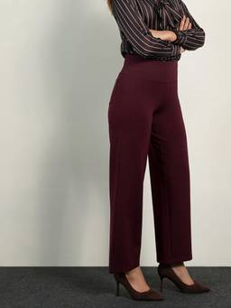 FABLE STREET - Livin Wide Leg Tummy Tucker Pants - Wine