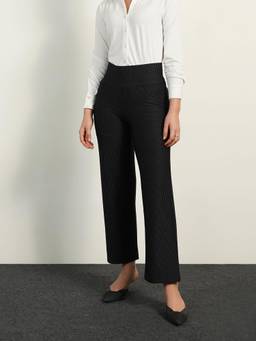 FABLE STREET - Livin Wide Leg Striped Tummy Tucker Pants - Black