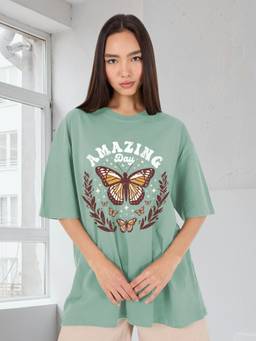 PRONK - Printed Womens Oversized Cotton T-shirt