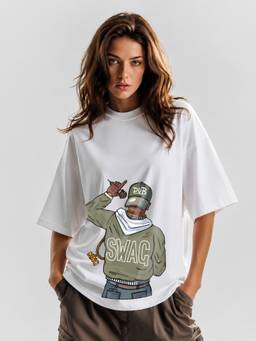 PRONK - Printed Womens Oversized Cotton T-shirt