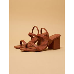 ERIDANI - Amaris Wide Tan Block Heels