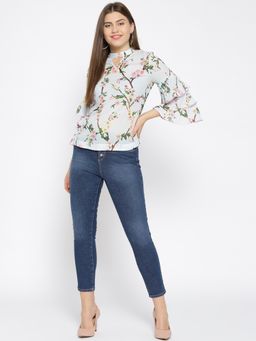 Xpose - Women Blue & Pink Printed A-line Top