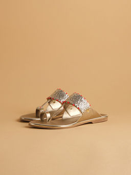 ERIDANI - Embellished Gold Antonella Flats