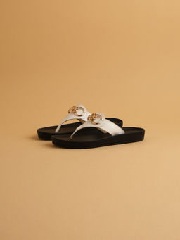 ERIDANI - Phoenix White Embellished Flats