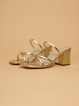 ERIDANI - Vivica Wide Strappy Gold Heels