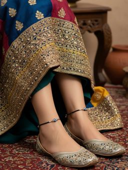 Accessher - Women Evil Eye Black Thread Beaded Nazariya Anklets