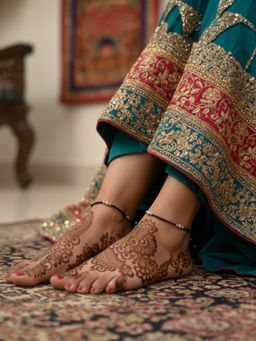 Accessher - Women Silver Evil Eye Plain Black Thread Adjustable Nazariya Anklet