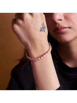 Salty - Women Pink Soft Silk Stretchable Tennis Bracelet