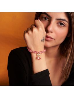 Salty - Women Dreamy Pink Beads-Pearl Bold Natural Stone Bracelet