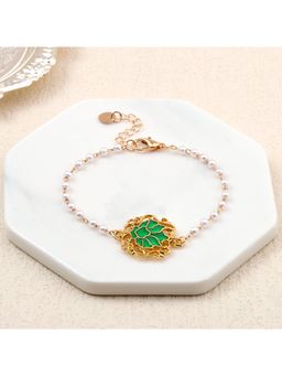 Salty - Women Serenity Lotus Green Charm-Pearl Bracelet