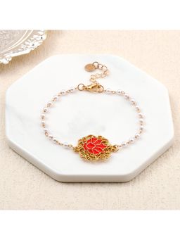 Salty - Women Serenity Lotus Red Charm-Pearl Bracelet