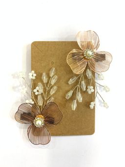 BEAUTY SPOT JEWELLERY - Women Golden Blossom Pearl Hair Clip (Pack of 2)