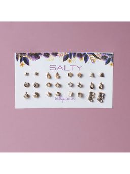 Salty - Women Petite Pearls Stone Stud Earrings (Pack of 12)