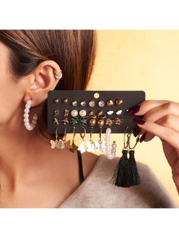 Salty - Women Bohemian Long Tassel Drop- Stud Earrings (Pack of 17)