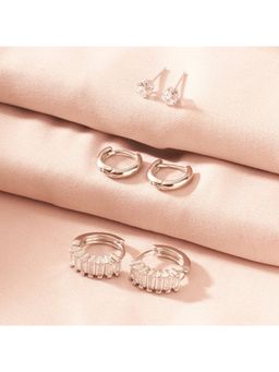 Salty - Women Love Stone Studded Hoop & Stud Earrings (Pack of 3)