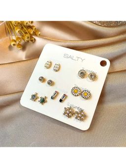 Salty - Women Multi-Color Nature Weekly Stud Earrings (Pack of 7)