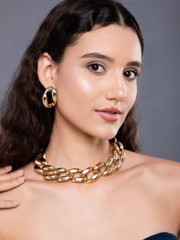 Salty - Women Chunky Chic Golden Necklace Set