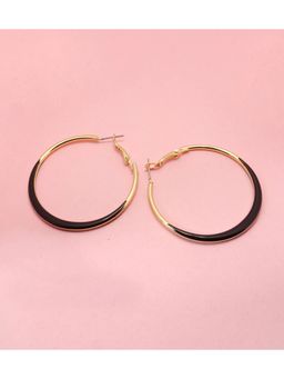 Salty - Women Trendy Gold Black Hoop Earrings