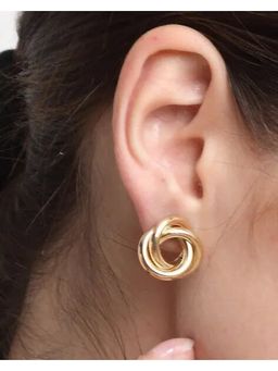 Salty - Women Golden Crooked Minimal Stud Earrings