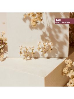 Salty - Women Ember Pearls Climber Drop Earrings