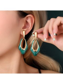 Salty - Women Elite Asymmetry Green Luxury Drop Earrings