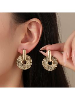 Salty - Women Demure Round Gold Drop Earrings