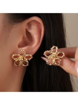 Salty - Women Amiable Floral Gold Stud Earrings