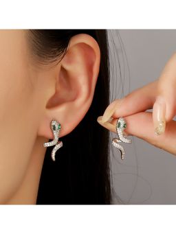 Salty - Women Galen Green Studded Serpent Drop Earrings