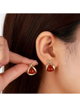 Salty - Women Ruby Red Blossom Stud Earrings