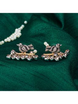 Salty - Women Ghungroo Melody Silver-Gold Drop Earrings