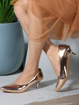 Carlton London - Rose Gold Solid Women Kitten Pumps