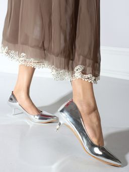 Carlton London - Silver Solid Women Kitten Pumps