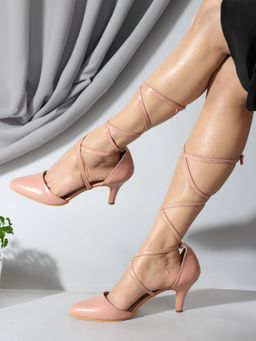 Carlton London - Peach Solid Women Kitten Pumps