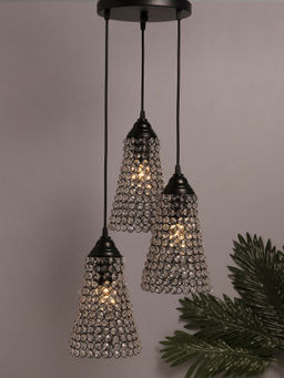 Homesake - Round Chandelier Black Crystal Cone Pendant