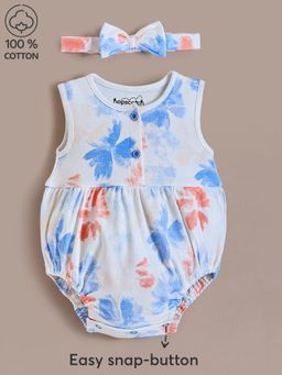 Hopscotch - Pure Cotton Floral Bloom Onesie with Headband
