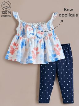 Hopscotch - Top Smocked Bow Cotton Pant