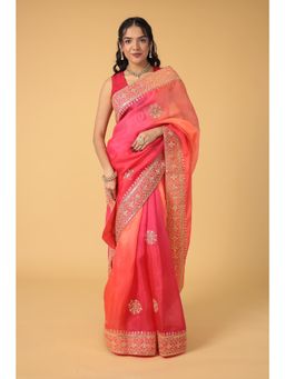 Zari Jaipur - Organza Embellished Saree With Unstitched Blouse