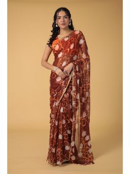 Zari Jaipur - Chiffon Printed Saree With Unstitched Blouse