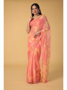 Zari Jaipur - Chiffon Printed Saree With Unstitched Blouse