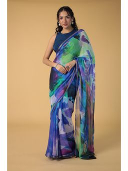 Zari Jaipur - Chiffon Printed Saree With Unstitched Blouse
