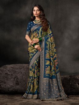 MEENA BAZAAR - Woven Blue Art Silk Saree Without Blouse