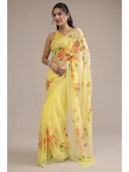 Zari Jaipur - Chiffon Printed Saree With Unstitched Blouse