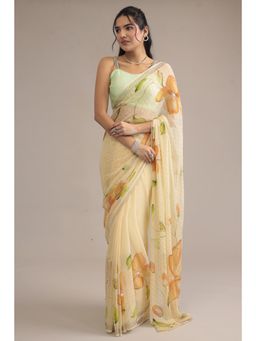Zari Jaipur - Chiffon Printed Saree With Unstitched Blouse
